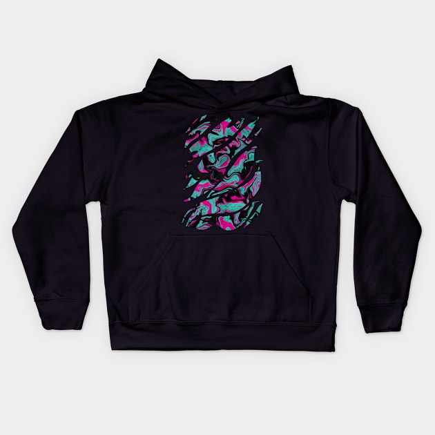 Abstract geometric shape with melted neon colors Kids Hoodie by NadiaChevrel